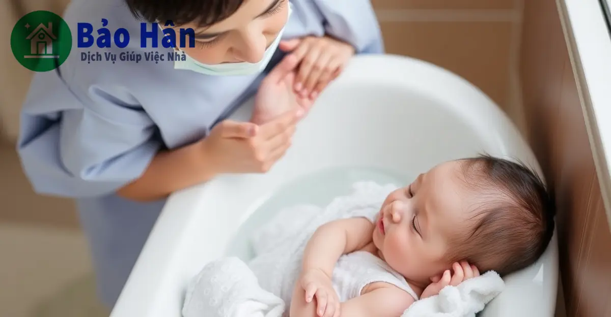 có nên để vú em tắm cho bé sơ sinh không