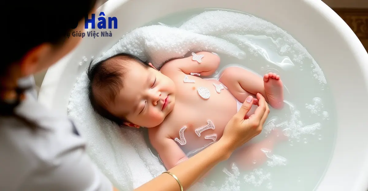 vú em tắm bé sơ sinh an toàn