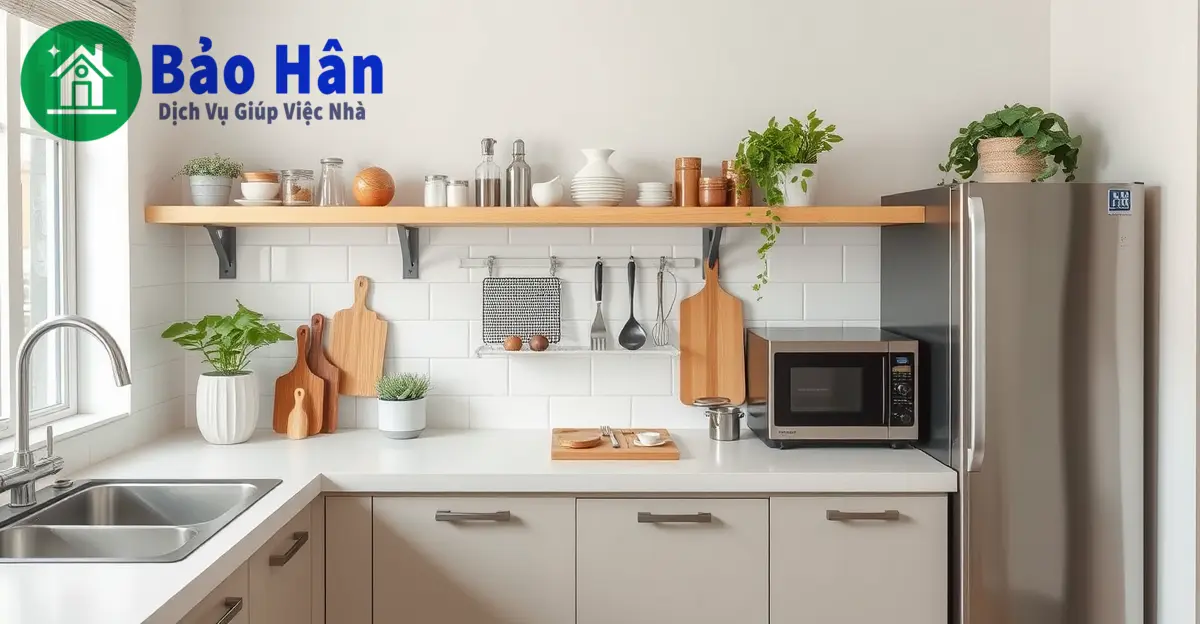 bố trí nhà bếp mini gọn gàng
