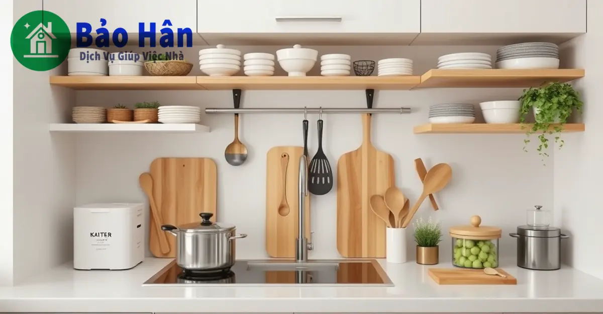 kinh nghiệm sắp xếp nhà bếp nhỏ sau khi bỏ đồ dư