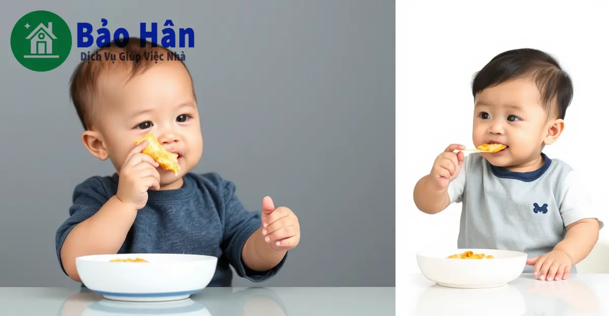 cách dạy bé tự ăn từ 8 tháng