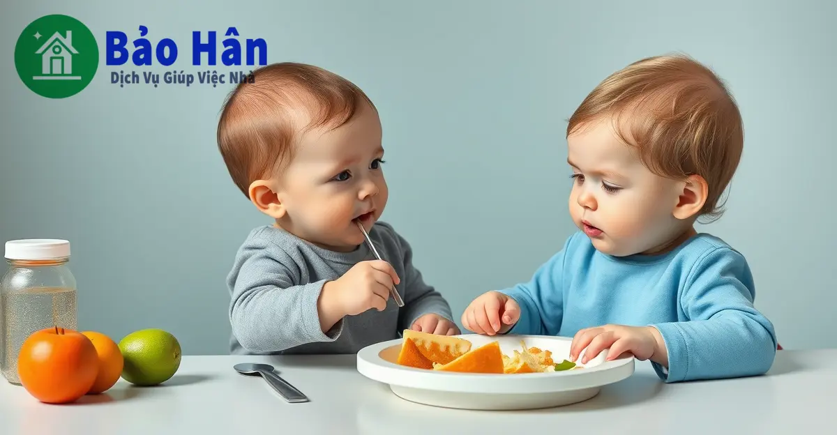 kinh nghiệm tập cho bé ăn dặm tự xúc từ 8 tháng